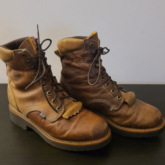 JUSTIN ORIGINAL 8D Leather Lace Up Work Boot 0440 Men's Jmax - Picture 1 of 11